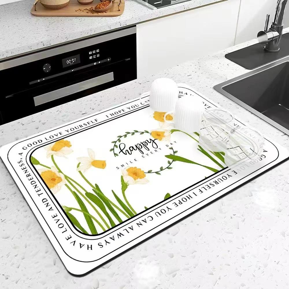 Nordic Light Luxury Kitchen Countertop Drain Mat Technology Cloth Bathroom Bathroom Absorbent Non-slip Quick Dry Mat