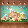 Easter Party Backdrop Colorful Pennants Spring Celebration Background Egg Decor Background Cute Patterns Easter Banner For Photo