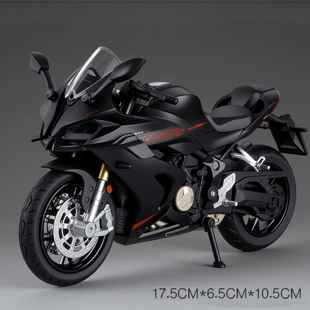 Scale 1:12 QJMOTOR 600RS Spring Breeze 250SR Toy Motorcycle Model Sound Light Supportable Tripod Models Toys Presents for Boys