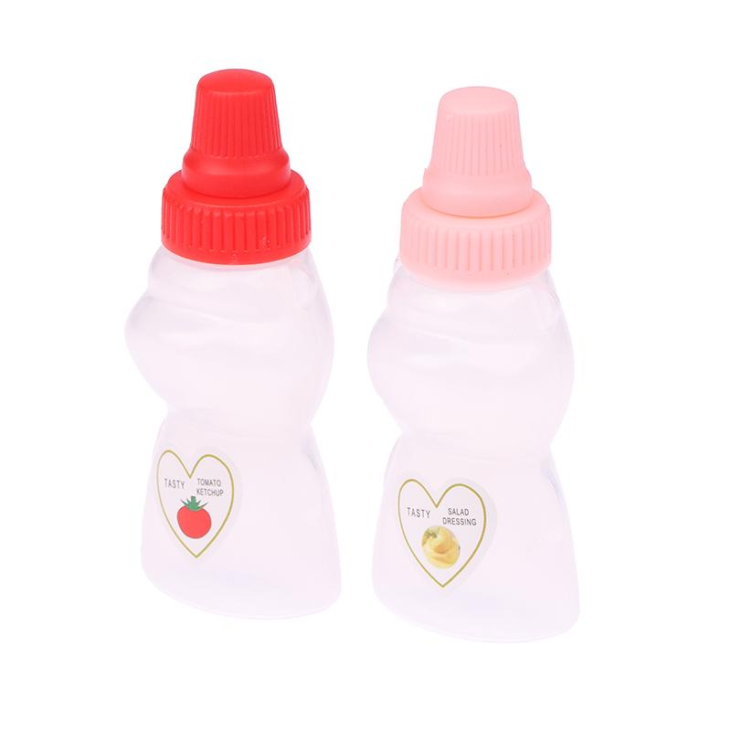 4Pcs Cartoon Mini Bear Sauce Squeeze Bottle Mini Bento Box Soy Sauce Box Tomato Sauce Honey Salad Sauce Container Accessories