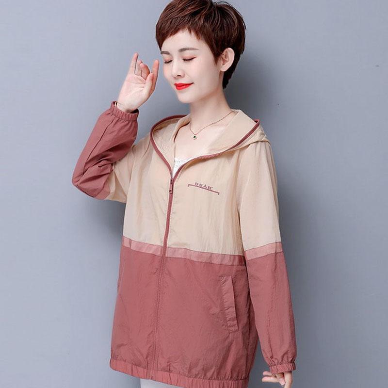 Sonnenschutzkleidung Damen Neue Kapuzenjacke Lockere Lässige Sonnenschutzkleidung UV-Schutz Dünnmantel Reißverschluss Strickjacke Mantel