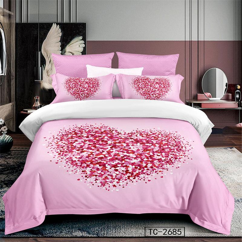 Love Heart Bedding Collections Queen Size Microfiber Romantic Wedding Duvet Cover Collection Gift For ValentineS Day For Girls Women Bedroom