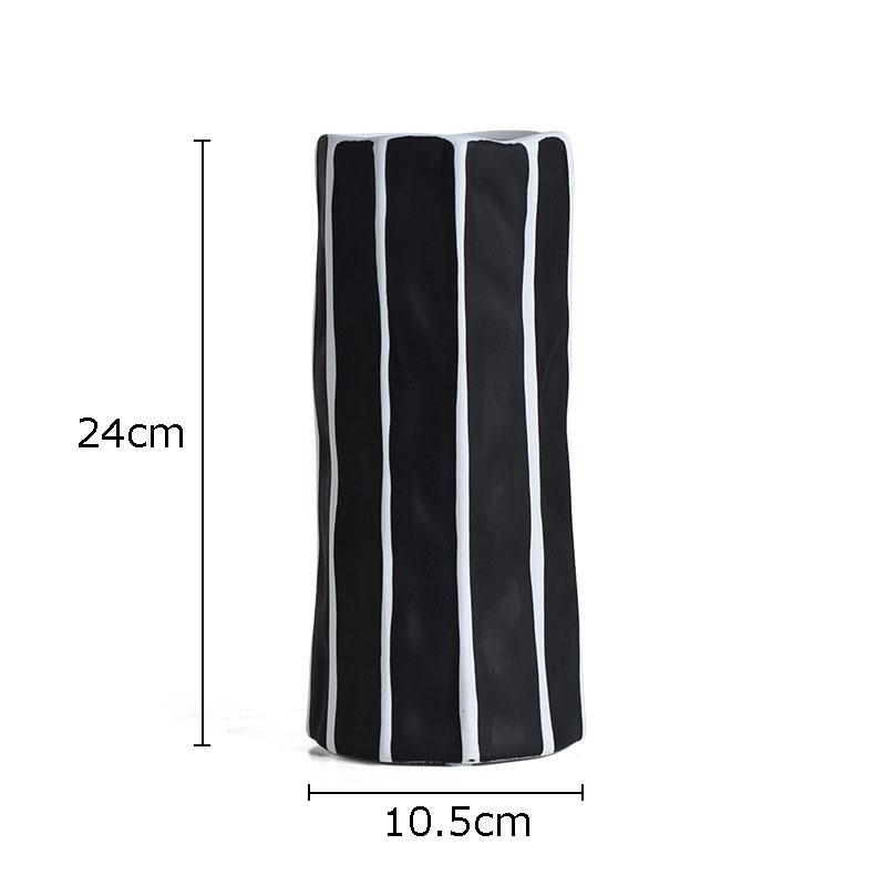 Black and White Stripe Ceramic Vase Flower Pots Decorative Flower Arrangement Desk Decoration Ornaments Crafts Floral Vases