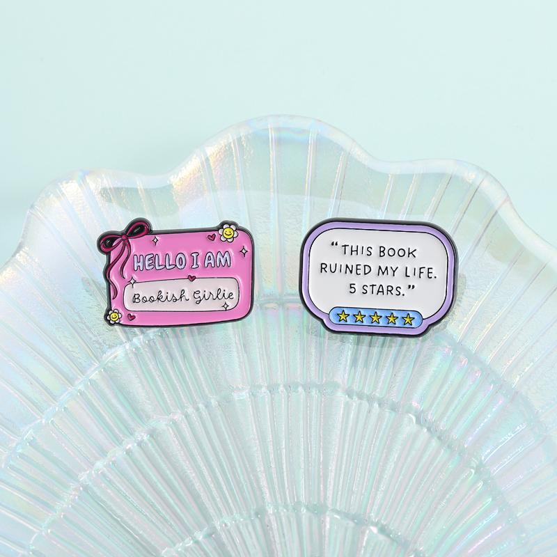 Hello I Am Bookish Girlie Enamel Pins This Book Ruined My Life 5 Stars Bookish Book Lover Brooches Lapel Badge Jewelry Gifts