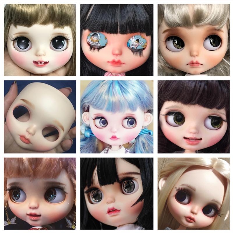 Blyth Doll Face Plate for diy blyth makeuo Including Back Plate and Screws White Black tan Skin Doll Makeup practice face shell