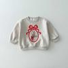 Embroidered Bow Bunny Hoodie for Little Girls - Autumn Pullover Top
