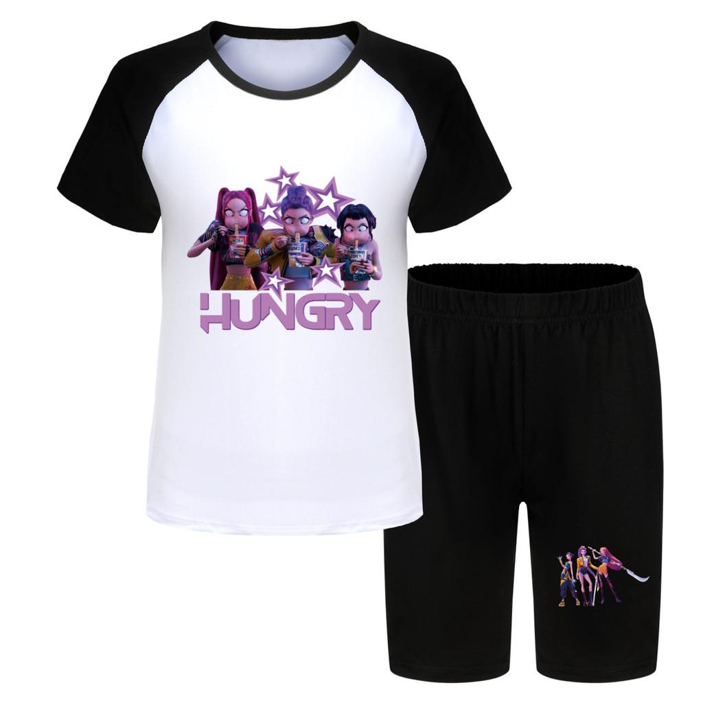 Kpop Demon Hunters Kids Summer Cotton Short Sleeve Shorts Set For Children