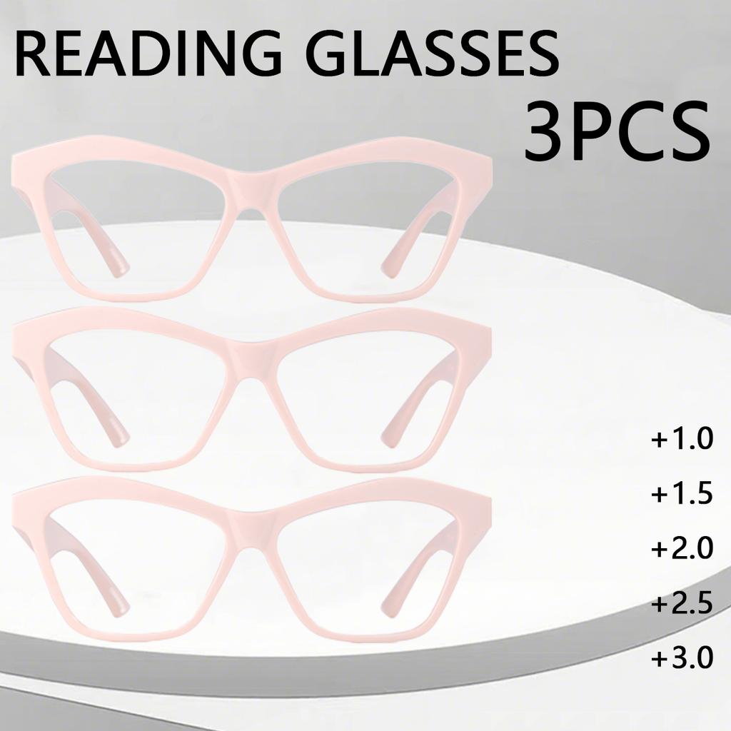 3PCS Fashion Cat Eye Reading Glasses Anti-Blue Light Presbyopia Farsighted Female Reading Glasses Male