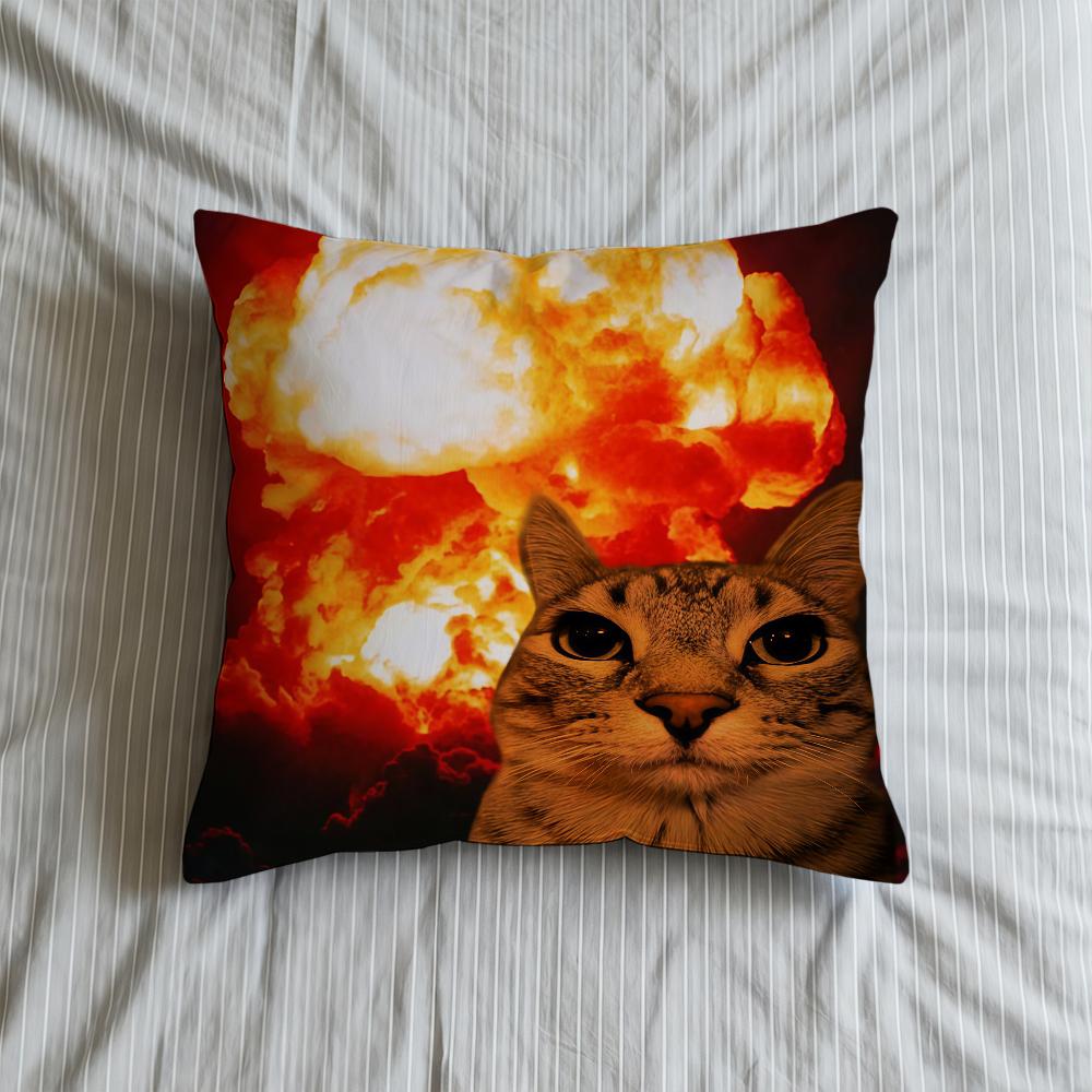 Cushion Cover Soft Meme Case Funny Sofa Living Room Home Comfortable Office Decor Cat Protective Pillow