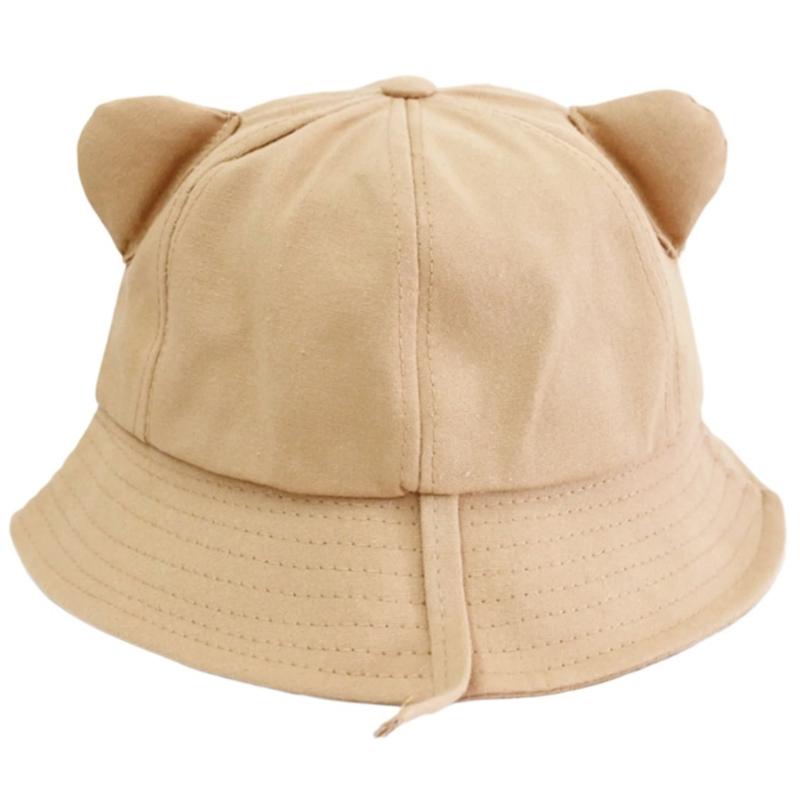 

Girl Cats Ear Bucket Hat Outdoor Vacation Spring Foldable Comfortable Fisherman Hat Sunproof Gift for Girlfriend aldult бежевый
