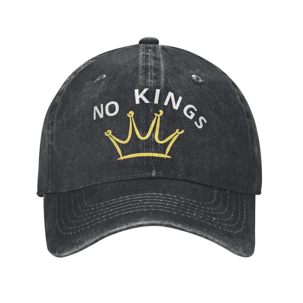 No Kings Baseball Cap Retro Distressed Denim  Snapback Cap Unisex Outdoor Summer Unstructured Soft Hats Cap