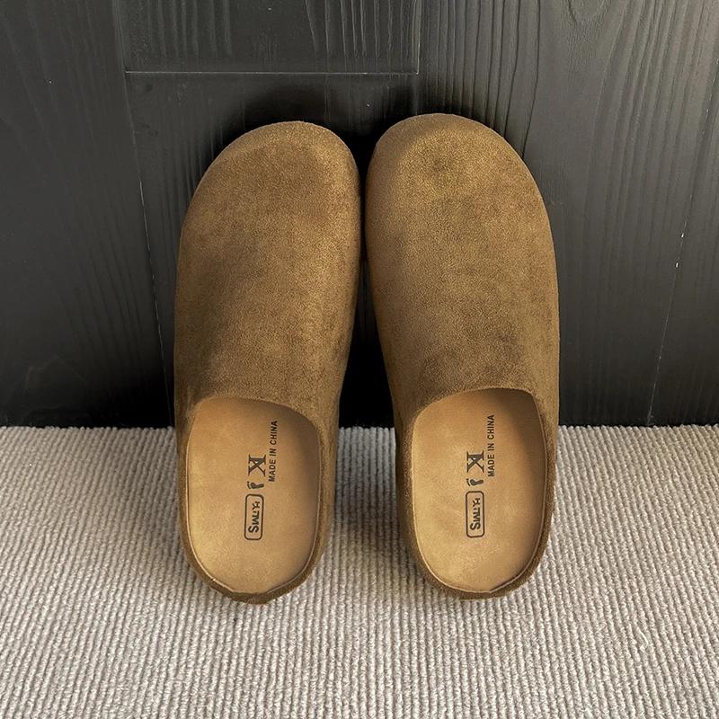 

Мода 2025 Замшевые клоги для женщин Мюли Пробковая стелька Женская обувь с поддержкой свода стопы Модные нескользящие уличные пляжные шлепанцы Домашняя обувь 40 шоколадный