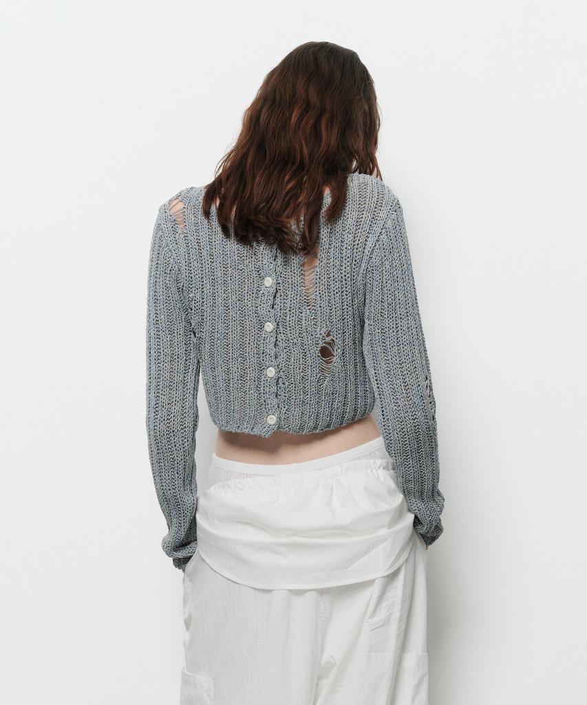 Daiaegeuneol Damage Crop Cardigan (Blue)
