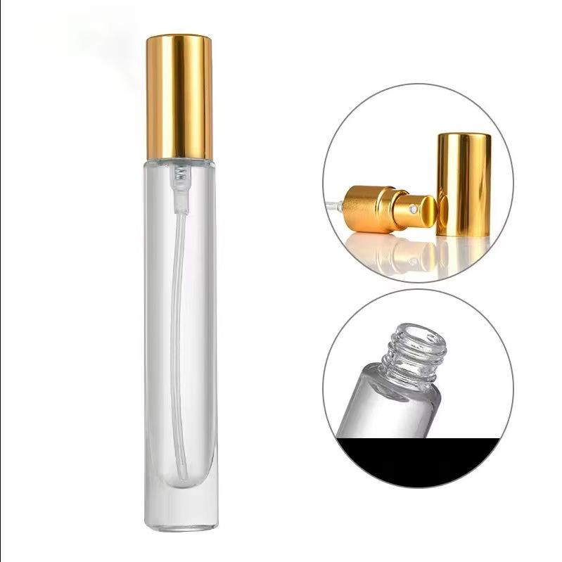 Simple Square & Round Glass Perfume Bottles - Transparent, Empty Spray Decanting Containers.