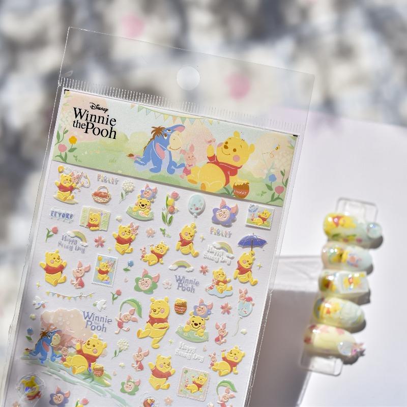 5D Disney Nail Stickers Manicure Accessories Cute Winnie The Pooh for Beautiful Girls Waterproof Nail Decorations
