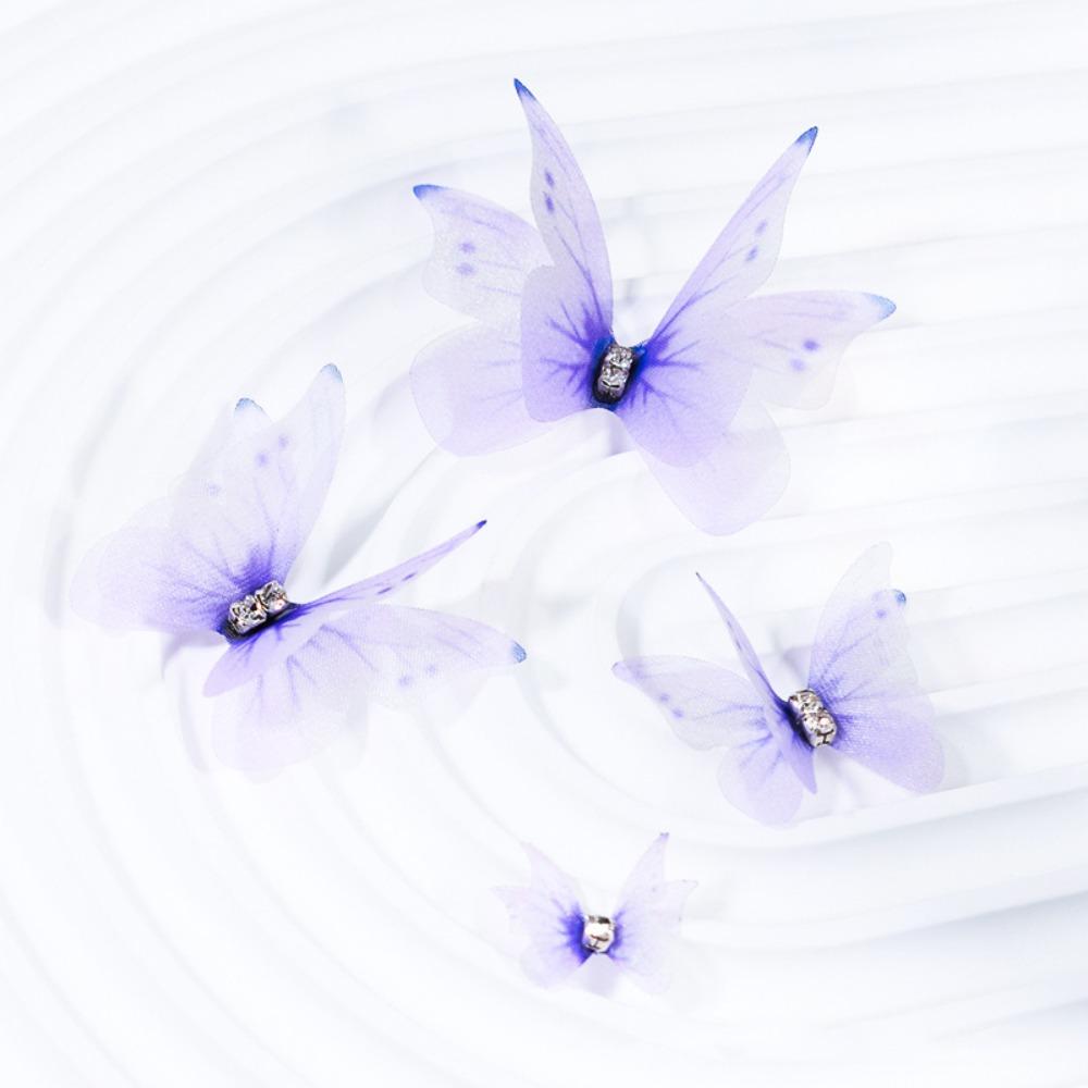 50Pcs Double Layer Butterfly Appliques Translucent Clothes Sewing Patch  Garment Design Materials