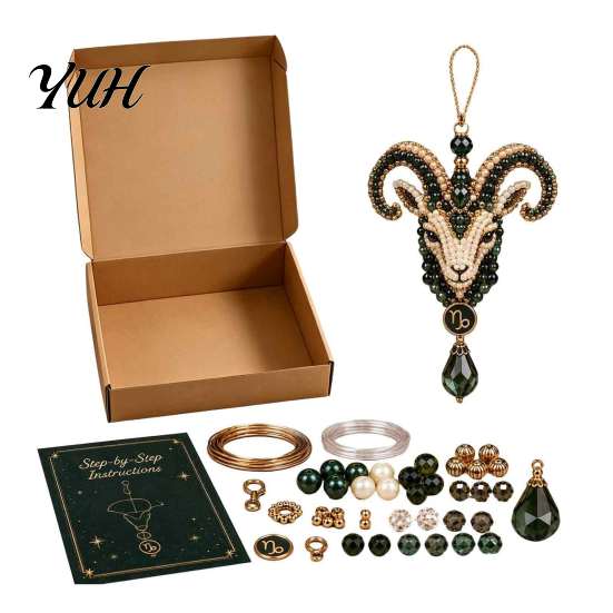 DIY Keyring Decoration Materials 12 Zodiac Beaded Ornament Kit, Constellation Pendant Making Craft Set Creative Art Project for Students Keychain Bag