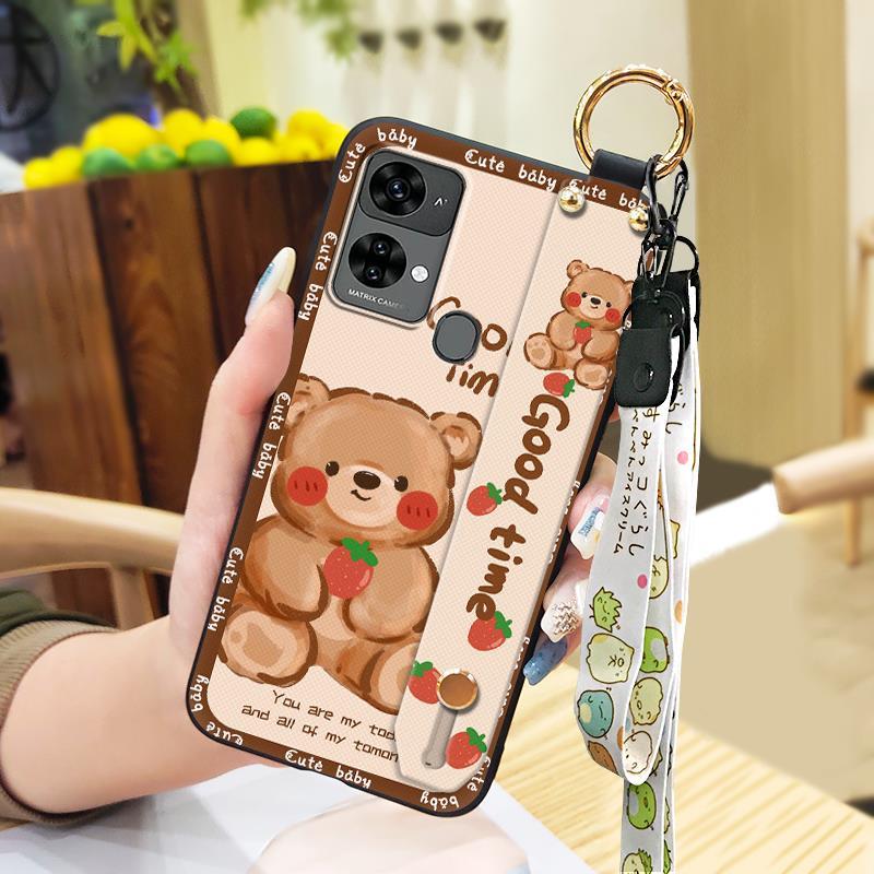 Silicone Lanyard Phone Case For Oukitel C33 Cute Back Cover Anti-dust Dirt-resistant Wristband Soft Case Waterproof Ring