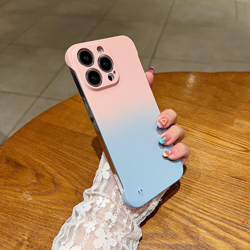 

Ультратонкий безрамочный градиентный двухцветный чехол для iPhone 16 15 Plus 14 13 Pro Max 12 11 Samsung S23 S22 Ultra Plus противоударный чехол для ПК iPhone 16 Pro розовый/синий