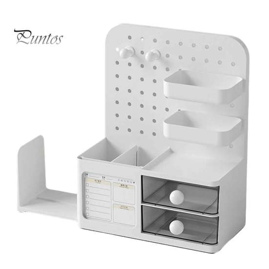 Stationery Holder for Desk Perforated Board Storage Rack, Wall Mount Shelf Office Desktop Clutter Management Supplies Book, Multi-Functional Organizer