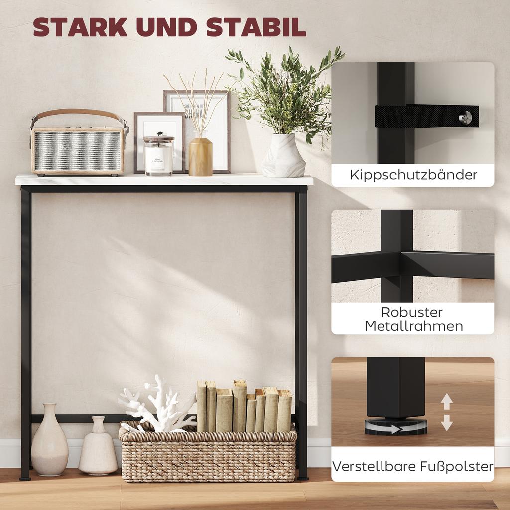 Console Table Hallway Table with Adjustable Foot Pads, Anti-Tip 75 X 24 X 76 Cm for Small Spaces Black