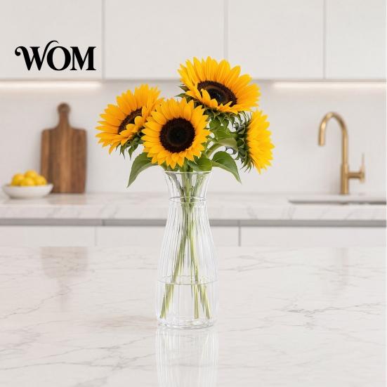 Trendy Flower Container Clear Bud Vase, Plastic Transparent Modern Smooth Finish Vase Table Centerpiece for Home Party Wedding Decor Elegant
