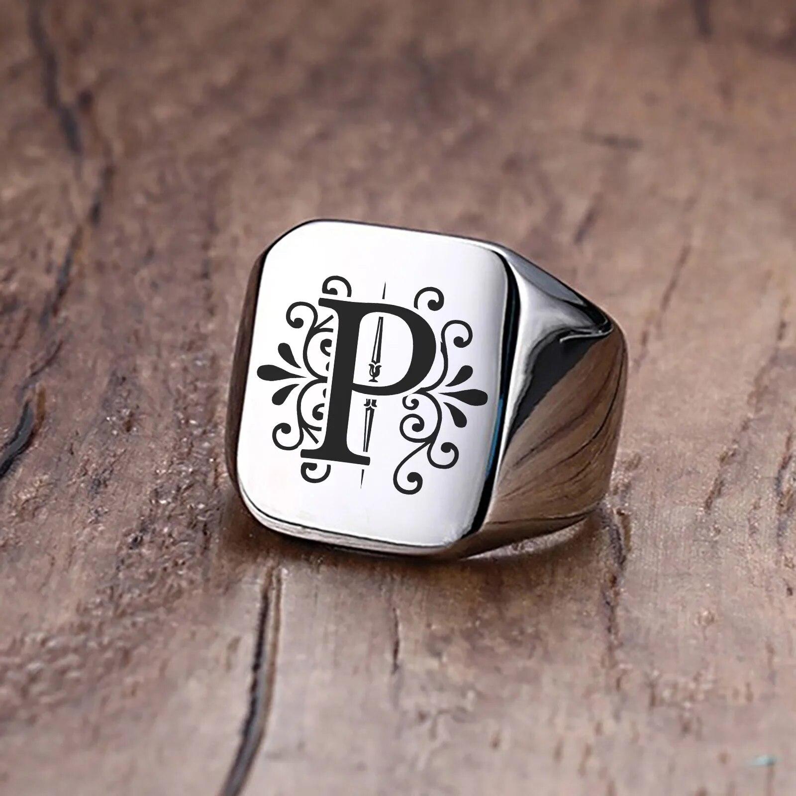 

Мужское кольцо, кольца Sigent, мужское кольцо с алфавитом из нержавеющей стали, подарок на день отца US SIZE 12