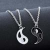 2 Pcs Black White Yin Yang Hollow Pendant Necklace Couple Sister Friend Jewelry