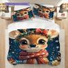 Elk Pattern Bedding Quilt Set Quilt Cover Pillowcase Home Decoration Birthday Gift (1 * Duvet Cover + 2 * Pillowcase, Without Core)