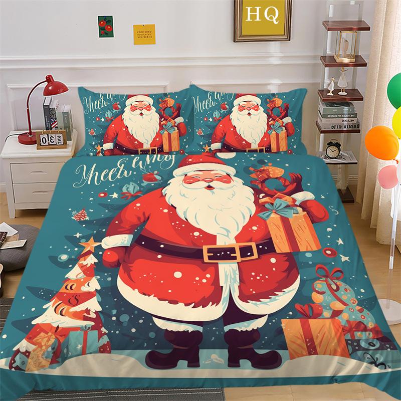 Christmas Gift 3D Printed Polyester Pillowcase Quilt Cover Two Or Three-Piece Set Is Available