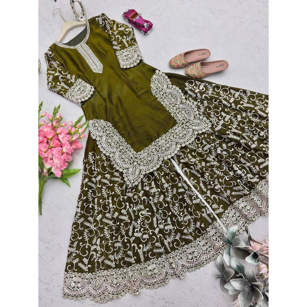 Indian Paksiatni Ethnic Salwar Kameez Bollywood Wedding Party Wear Sharara Suit