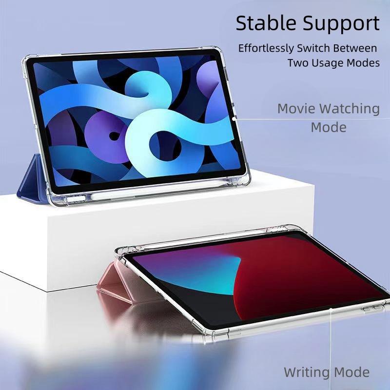 OLP Smart Clear PC Slim Fashionable PU Leather Tablet Case Magnetic Pencil Support Compatible iPad 7th/8th/9th Gen 10.2"