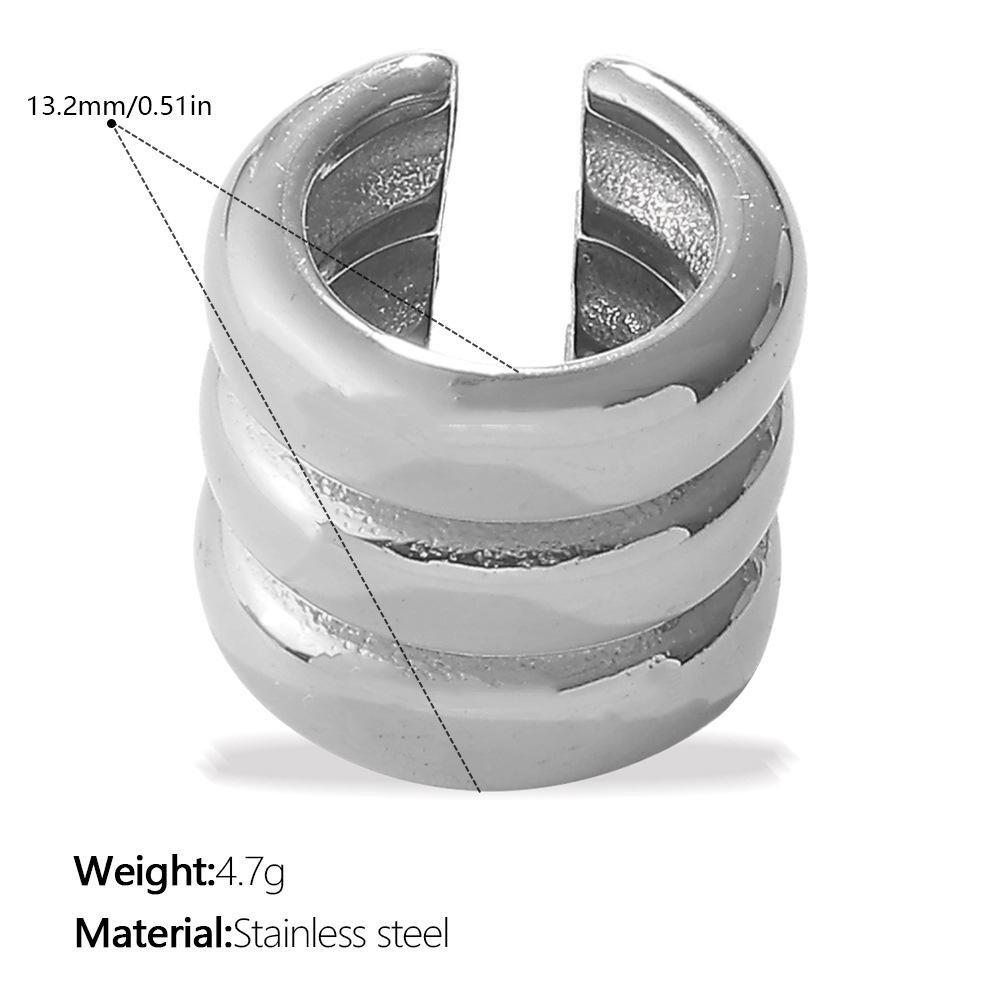 Plain Ring Niche Ear Clips, Stainless Steel Plated 18K Gold Multi-layer Stacked Design Earrings