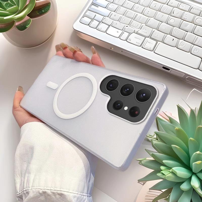 Odpowiedni dla Samsung S25Ultra Etui magnetyczne z dużym otworem Ice Mist S24Plus Matowe półprzezroczyste A55/A54