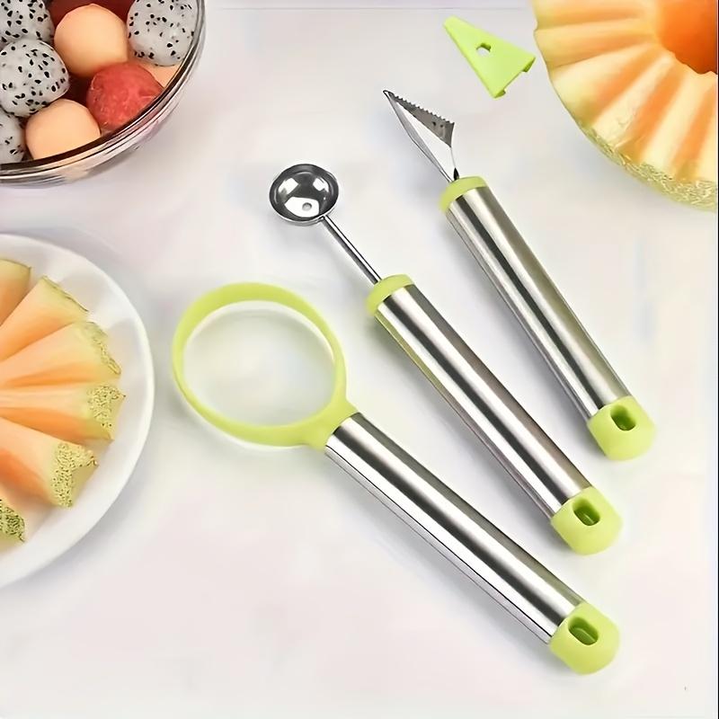 1Set/3pcs Stainless Steel Fruit Ball Digger Kitchen Tools Fruit Carving Knife Meat Digger, Household Fruit Tools Ball Digger