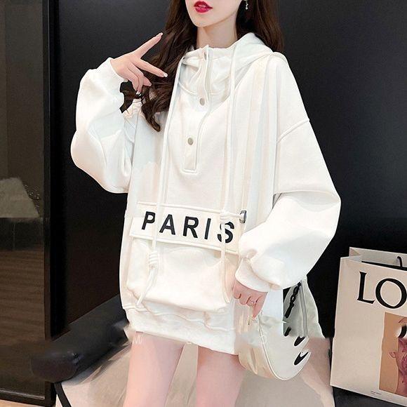 Plus Size Women's Fleece Lined Thickened Hoodie Casual Loose Tops Outerwear Long Sleeve Winter Coat Hooded Sweatshirt