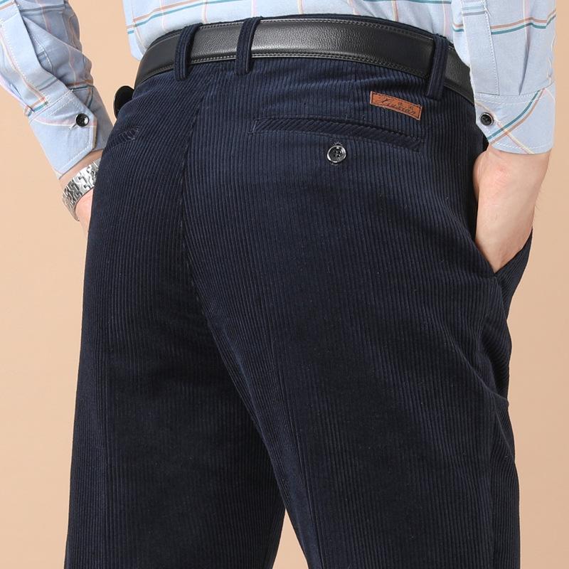 Value Vault Hoge Taille Corduroy Broek voor Heren - Puur Katoen, Losse Rechte Pijp, Herfst/Winter Casual Kleding voor Middelbare Leeftijd & Ouderen Waist 2.4 ft = Size 31