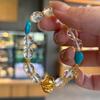 Creative Transparent Crystal Oval Shape Beads Bracelet Turquoise Heart Shaped Retro Bracelets for Women Party  Gift