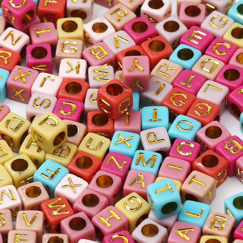 100Pcs Acrylic Flat Letter Beads Alphabet Round Smile Spacer Loose Bead For Diy Jewelry Bracelet Charm Supplies