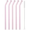 5pcs High Borosilicate Glass Straw Sets Reusable Bent Glass Straw Milk Tea Juice Cocktail Straw with Brush Party Bar Accessories