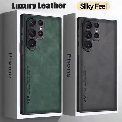 Sheepskin Magnetic Case For Samsung S25 S24 S23 S22 S21 S20 Ultra Plus FE Cases For Samsung Leather Phone Cove