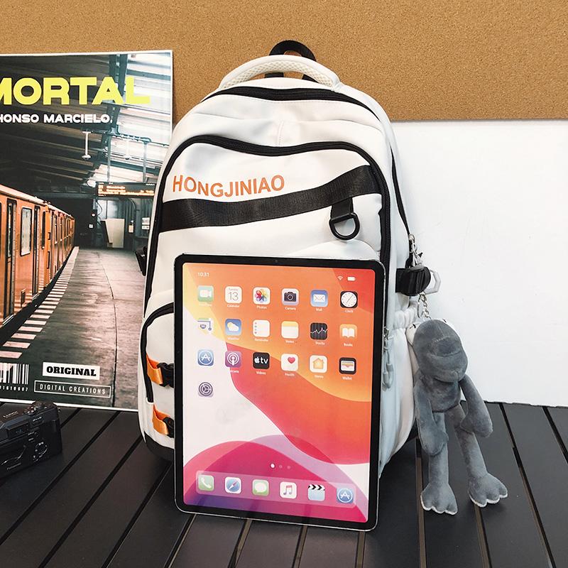 Men Travel Backpack Women Color Block Backpack Junior High School Student Schoolbag