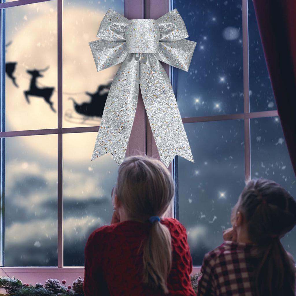 Christmas Glitter Powder Bow Christmas Tree Decoration DIY Handmade Powder Star Bow Decoration Accessories