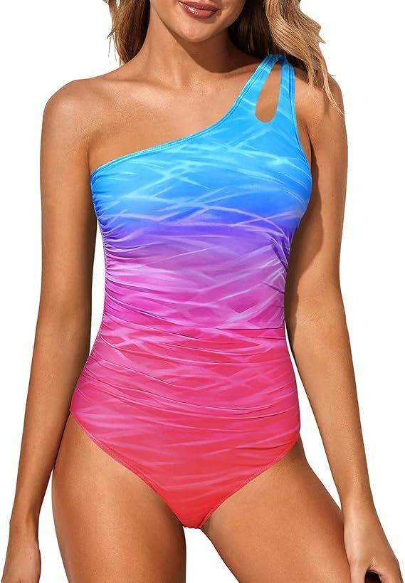 Summer New Tight-fitting One-shoulder Double-strap Swimsuit Seaside