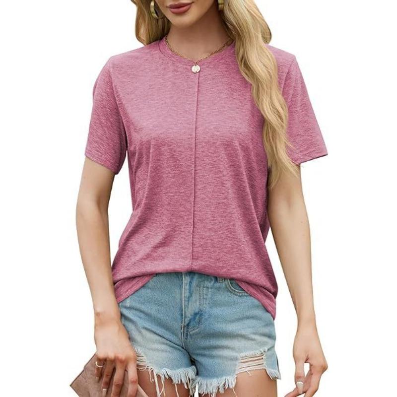 YYFS Dámská móda Ležérní Léto Jaro Jednobarevné halenky a košile s krátkým rukávem a výstřihem do O