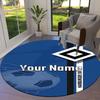 Blue Diamond Emblem Custom Name Round Area Rug Carpet Rug For Living Room Bedroom Sofa Playroom Decor Nonslip Floor Mat