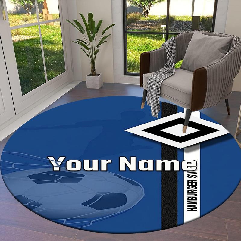 Blue Diamond Emblem Custom Name Round Area Rug Carpet Rug For Living Room Bedroom Sofa Playroom Decor Nonslip Floor Mat
