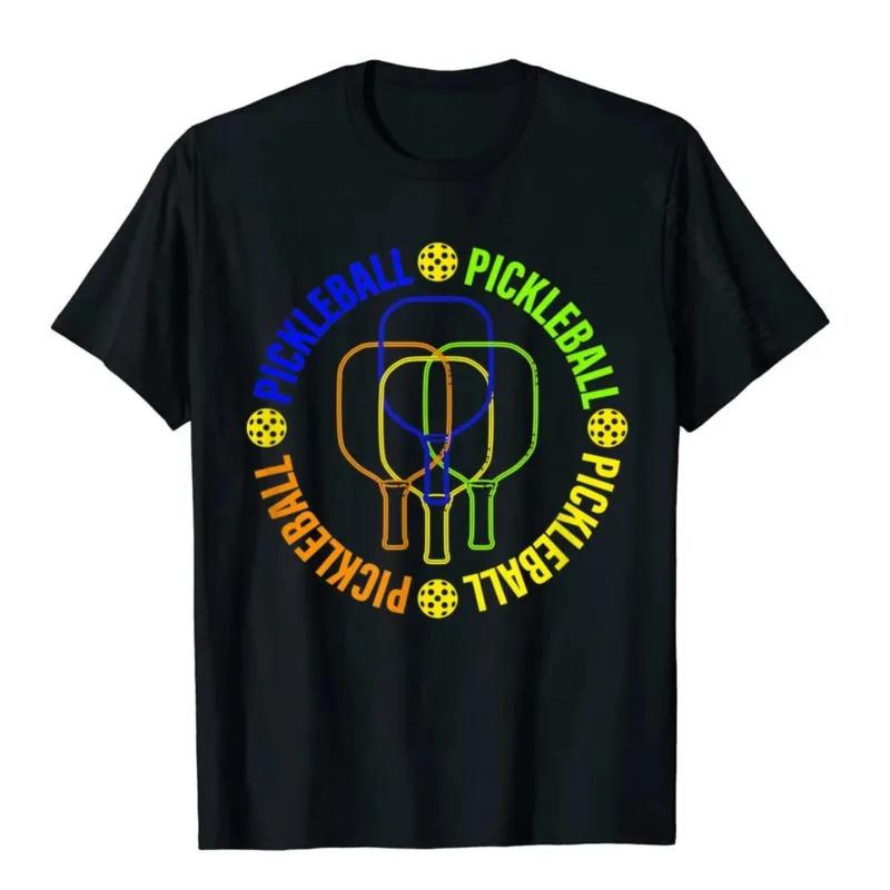 Summer Pickleball Player Paddleball Lover T Shirt Pickleball Paddle And Ball Colorful Graphic T-Shirt Brand Unisex Women Tops