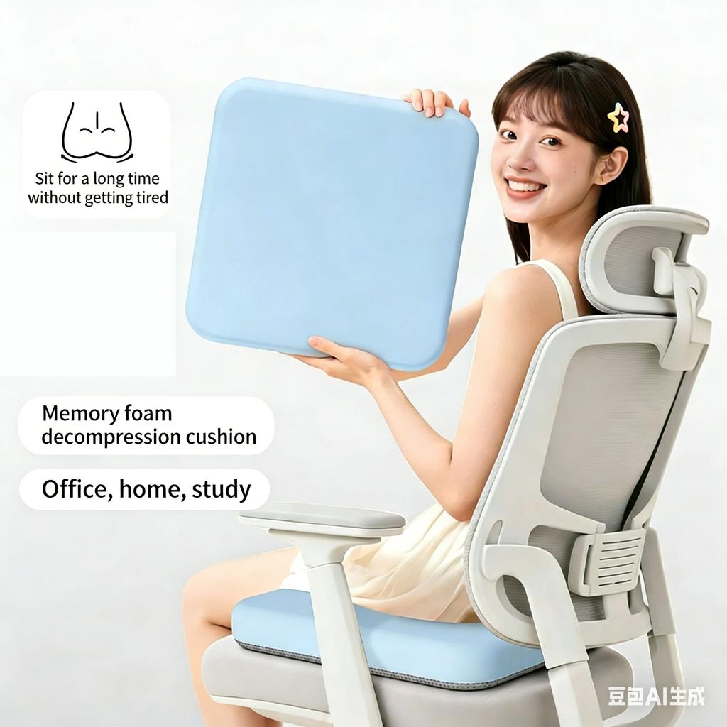 Detachable and Washable Seat Cushion with Memory Foam Filling Waist Hip Protection Breathable Comfortable Office Chair Cushion