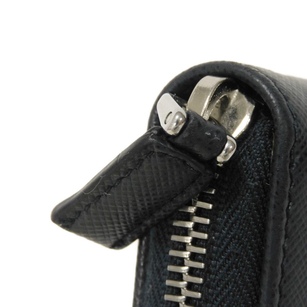 Used 11569 Saffiano Zip Around Wallet 2ML317 PN9 F0216 7940 Navy Zip Around Logo Embossed Baltic Unisex from Japan